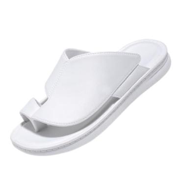 Imagem de Chinelos De Praia Exterior, Sandálias Ortopédicas Antiderrapantes Para Homem Confortáveis ​​para O Verão Com Joelho, Chinelos Ortopédicos Macios Abertos Caminhada, Moda Casual Caminhada(White,45 EU)