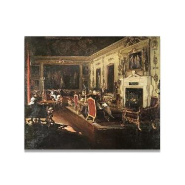 Imagem de The Van Dyck Room John Lavery Iconic Realist Portrait & War Scene Canvas Art – Decoração de parede irlandesa atemporal para casa 39,98 x 48 cm Un Framed