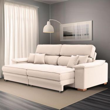 Imagem de Sofá 3 Lugares Retrátil e Reclinável Leonard Linho Cru