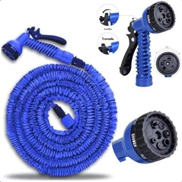 Imagem de Mangueira Mágica Retrátil Flexível Elástica 15 Mts 7 Jatos Cor Azul ou