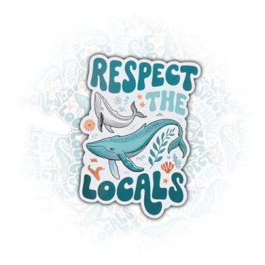Imagem de Adesivo Respeite os Locais (3 peças) – Decalque de vinil de baleia de conservação do oceano à prova d'água para laptop, garrafa de água, refrigerador – Presente de vida marinha para mergulhadores