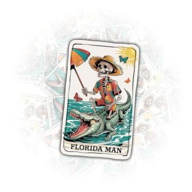 Imagem de (3 peças) Adesivo Florida Man – Adesivos engraçados esqueleto crânio montando jacaré meme decalque de vinil à prova d'água para laptop, garrafa de água, refrigerador, carro – presente para amantes da