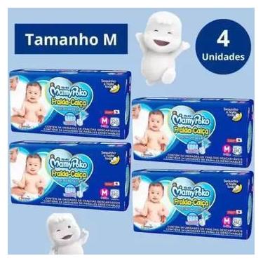 Imagem de KIT 4 FRALDA CALCA MAMYPOKO SUPER SECA M/38 un (AZUL)