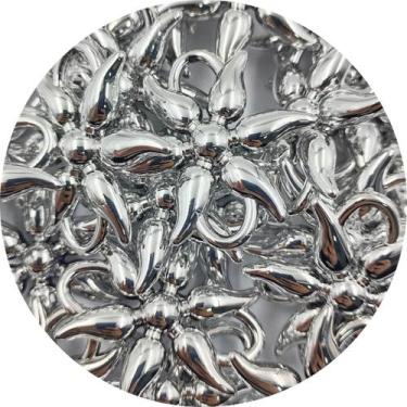 Imagem de Aplique Floral 45x43mm Prateado Artesanato 10pçs 40g Biju - Macall