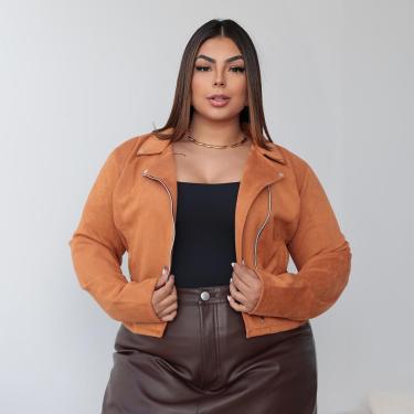 Imagem de Jaqueta Feminina Suede Plus Size G1 G2 G3 Camurça Feminina Estilosa Donna Martins-Feminino