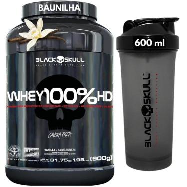Imagem de Whey Protein 100 HD Pure 3W Isolado Hidrolisado Concentrado POTE 900g COQUETELEIRA 600ml Black Skull-Unissex