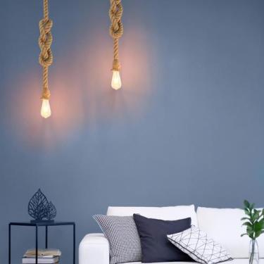 Imagem de Kit 3 Pendente Corda Soquete Sisal Com Lâmpada Filamento Led 4W 2.000K
