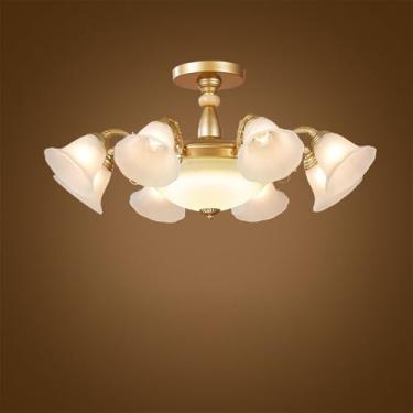Imagem de OUFULA Lustre retrô americano LED Europeu Luxo Sala de Estar Restaurante Quarto Estudo Villa Hotel Café Lâmpada Pendente (B C 8 Luzes)