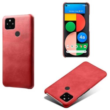 Imagem de Capa para Google Pixel 5 5G,Proteção contra quedas,Casca de volta de cor sólida simples,Design de couro de imitação de plástico-Red