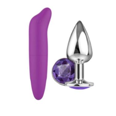 Imagem de Vibrador Massageador Feminino Clitóris Ponto G + Plug Estimulador Dila