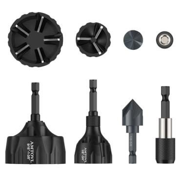 Imagem de AMTOVL Ferramenta de chanfradura externa de rebarbação e conjunto de brocas escareadoras - YG8 carboneto de tungstênio e M2 HSS, ferramenta de chanfradura de liberação rápida para parafusos de 1/20.3