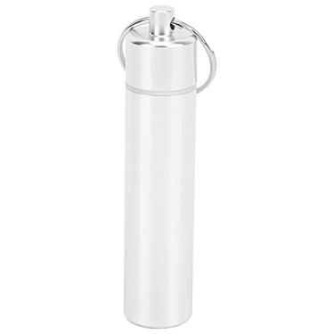 Imagem de Grcfumo Garrafa de medicamento de liga de alumínio, garrafa de medicamento à prova de umidade portátil ao ar livre, suporte de comprimido de metal para viagens ao ar livre de campi