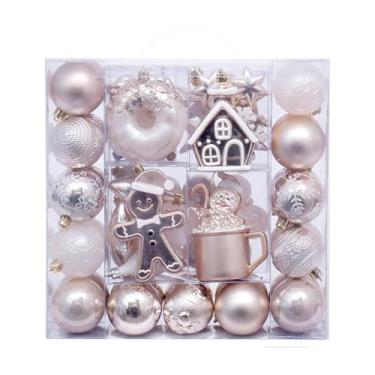 Imagem de Sclmgo 74 bolas de Natal, decorações suspensas de Natal, pingentes leves e portáteis, decorações para festas em hotéis e fazendas, Champanhe Branco Profundo