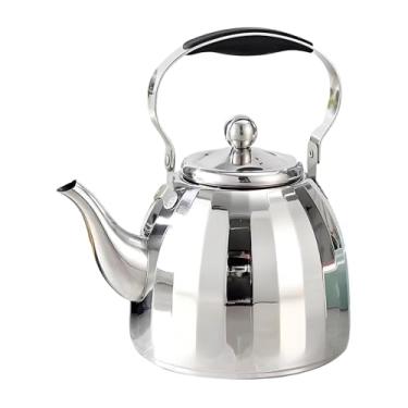 Imagem de YWJLQH Bule de aço inoxidável, chaleira de metal, bule de água fervente com filtro para cozinha doméstica, Prata