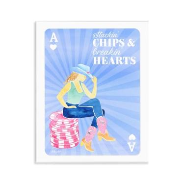 Imagem de Stupell Industries Desenho artístico de placa de parede Stackin' Chips And Breakin' Hearts por Hillary Holt, 35,5 x 28,5 cm
