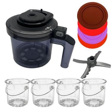 Imagem de Pá de substituição, tigela externa com tampa, caneca com tampa, compatível com a máquina de sorvete Ninja Creami: NC301, NC300, NC299AMZ Series (paddle+tigela externa com tampa + 4 litros com tampa)