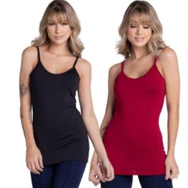 Imagem de Blusa Regata Básica Serra e Mar Kit Com Duas Cores Roupa Para Academia Treino Moda Fitness-Feminino
