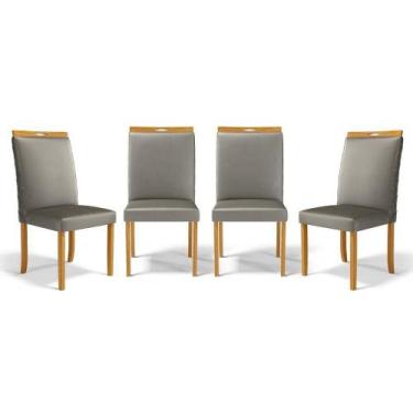 Imagem de Kit Com 4 Cadeiras Agnes Madeira Maciça Estofadas Para Mesa De Jantar 