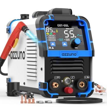 Imagem de AZZUNO Cortador de plasma de 55 Amps, arco piloto sem toque, 110/220 V dupla tensão grande tela LED máquina de corte plasma, tecnologia de sensor de ar inversor IGBT, corte máximo de 3/10.2 cm corte