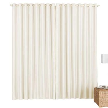 Imagem de Cortina Longa Tecido Palha 4.00m x 2.70m Forro 100% Blecaute - EMPÓRIO