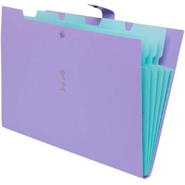 Imagem de Pasta Sanfonada Plastica A4 5 Divisoes Lilas Pastel - Polibras