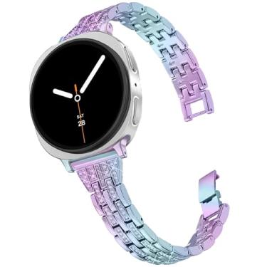 Imagem de DEALELE Pulseiras de substituição compatíveis com Samsung Galaxy Watch 8 de 40 mm/44 mm/8 Classic de 46 mm, strass fino e brilhante (arco-íris)
