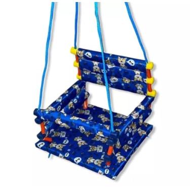 Imagem de Balanço Infantil com Tema de Cachorrinho, Azul Marinho com Cordas Azuis, Assento Acolchoado, para Uso Externo