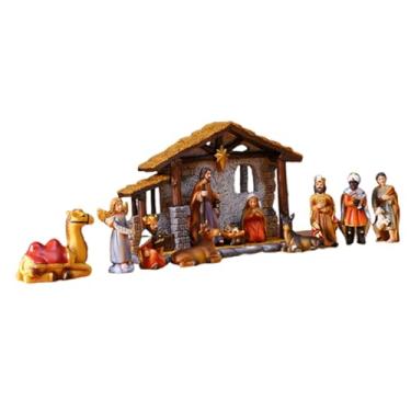 Imagem de Baoblaze Conjunto de figuras de presépio de resina, escultura de Natal, decoração para a temporada de festas, miniaturas, decoração de família, Natal, resina,
