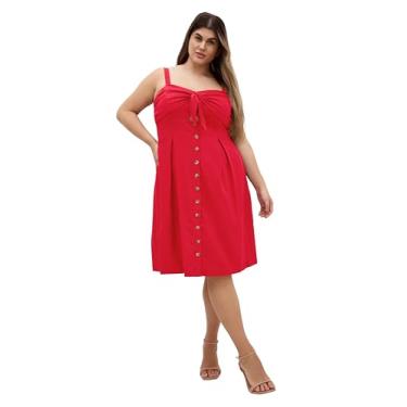 Imagem de City Chic Vestido feminino plus size - midi docemente amarrado, Vermelho, 54