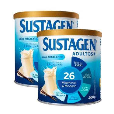 Imagem de Kit 2 Complemento Alimentar Sustagen Adultos+ Sabor Baunilha Lata 400g