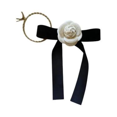Imagem de Broche De Flor Camélia De Veludo Com Laço, Estilo Colegial Feminino, A