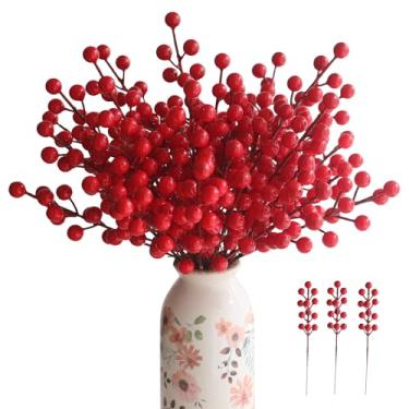 Imagem de YXYQR 24 peças de galhos artificiais de baga vermelha de Natal, 20 cm, enfeites de Natal para guirlandas, artesanato faça você mesmo, árvore de Natal, decorações de férias
