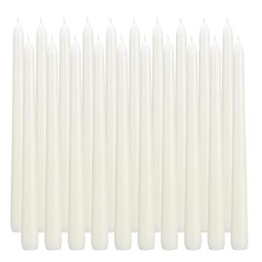 Imagem de flamecan Velas cônicas marfim, conjunto de 40 velas cônicas sem cheiro e sem fumaça de 25,4 cm, cera de parafina com mechas de algodão para queimar aproximadamente 7 a 8 horas