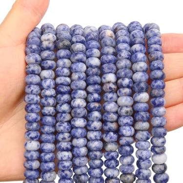 Imagem de BONNY BOXX 1 fio natural 5 * 8 mm bolinhas azuis Rondelle, contas de pedra de disco de ábaco natural, pedra preciosa espaçadora solta para pulseira faça você mesmo, colar, fabricação de joias