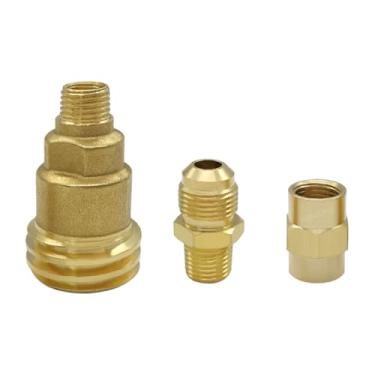 Imagem de Hooshing Adaptador de mangueira de propano de porca de latão QCC1 com rosca de tubo macho de 0,6 cm, acoplador fêmea NPT de 1/4 x 1/4 polegada, alargador macho de 9,5 mm x 1/10.2 cm macho NPT macho