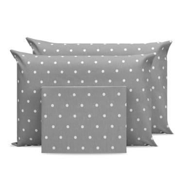 Imagem de Lençol SUPER KING 3 pçs c/Elástico Percal 180 Fios - Estampado 80% Algodão (POÁ CINZA)