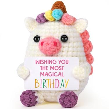 Imagem de LEJIAJINW Cute Mini Crochet Unicorn Birthday Gift for Her, Small Handmade Gifts for Women, Sisiter, Daughter, Friend - Wishing You The Most Magical Day