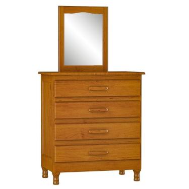 Imagem de Cômoda 4 Gavetas Com Espelho 100% Madeira Maciça Dana Imbuia Brilho