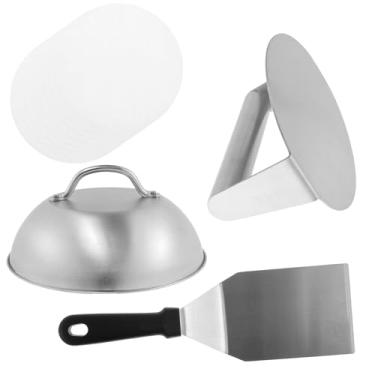 Imagem de Kit de hambúrguer esmagado, kit de prensa de hambúrguer de aço inoxidável de 5,9 polegadas, espátula de grelha, cúpula de derretimento de queijo de 21 cm, prensa de hambúrguer para grelha, ferramentas
