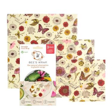 Imagem de Bee's Wrap Alternativa vegana reutilizável para envoltórios de alimentos de cera de abelha, feita nos EUA, embalagens ecológicas, recipientes de armazenamento de alimentos sustentáveis, embalagens de