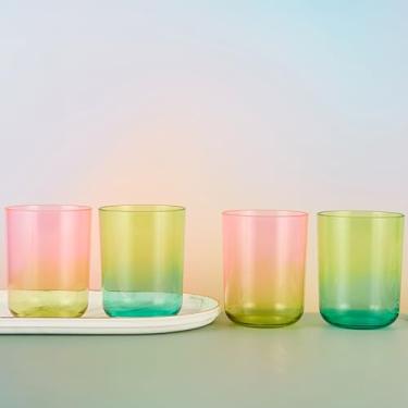 Imagem de Locco Decor Conjunto de 4 copos de bebida de 340 g, copo de acrílico de cor gradiente, para servir bebidas geladas e água em cores mistas