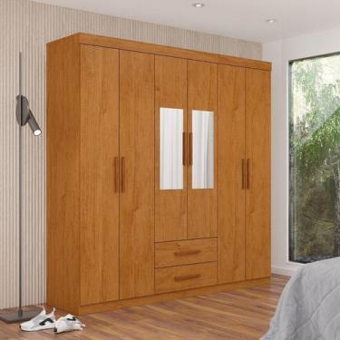 Imagem de Guarda-roupa 6 Portas 2 Gavetas com Espelho Aurora - Carioca Móveis