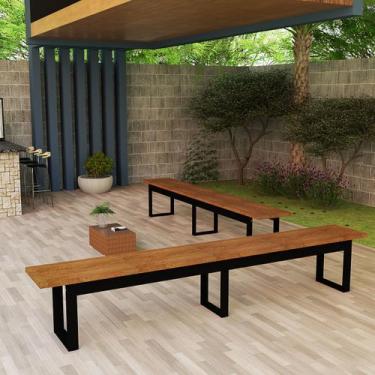 Imagem de Conjunto de Bancos Retangular Industrial Para Áreas Externas - Móveis 