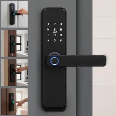 Imagem de Fechadura Eletrônica Digital 4 em 1 Com Biometria, Bluetooth, Senha Touch, Chave e Tag (1)