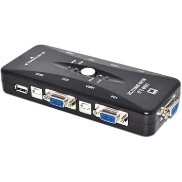 Imagem de Seletor Chaveador Switch KVM USB - 4 Entradas para PC Compartilham 1 Console Compartilhe Teclado, Mouse e Monitor