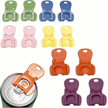 Imagem de YVYAVGE Abridor de lata de refrigerante e protetor de bebida – pacote com 12, ferramenta de abertura fácil de tampa completa para refrigerante, cerveja, cola e latas de alumínio, capas coloridas para