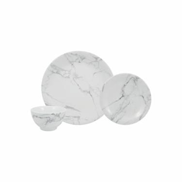Imagem de Serviço de 18 Peças com Bowl em Porcelana, Decoração Mármore Cinza, Porcelana Schmidt
