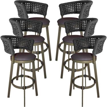 Imagem de 6 Banqueta Corda Náutica Somália em Alumínio Balcão, Edícula, Cozinha Trama