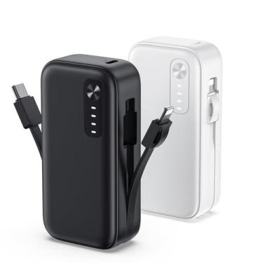 Imagem de Power Bank A ADDTOP 5000mAh com cabos embutidos, pacote com 2