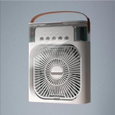 Imagem de Ventilador Portátil 3 em 1 Refrigerador de Ar Umidificador com LED 7 Cores, Reservatório de Água 23,5x18x28cm USB-Type C(Branco)